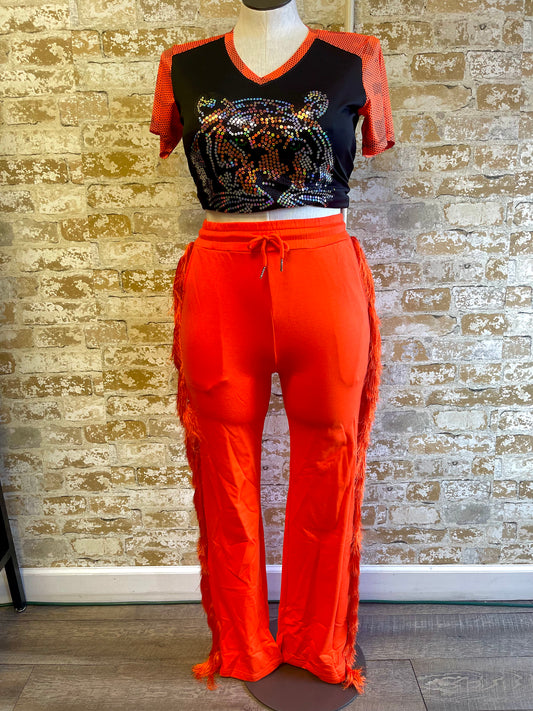 CHASE FRINGE JOGGERS (ORANGE)